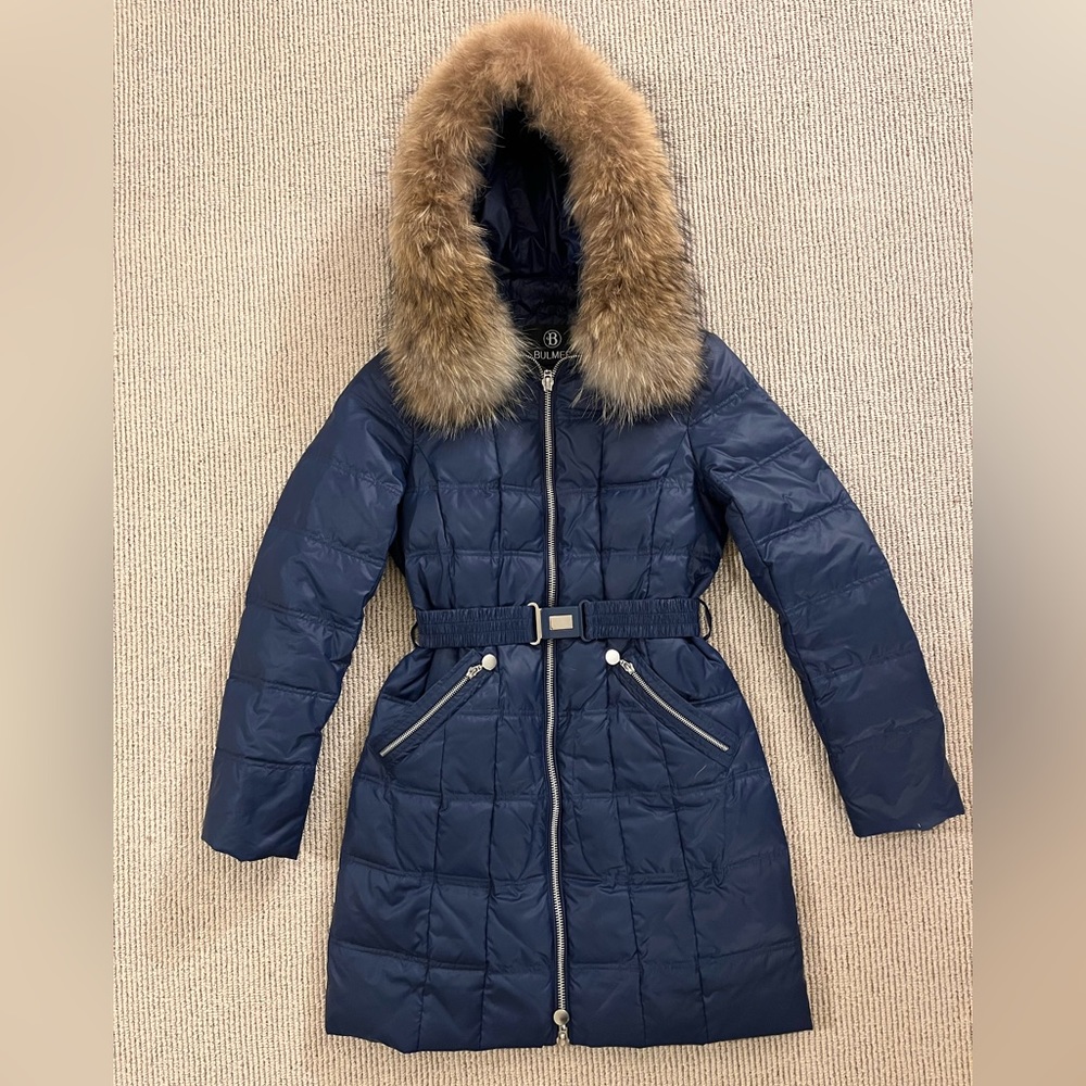 Puffer coat with real fur